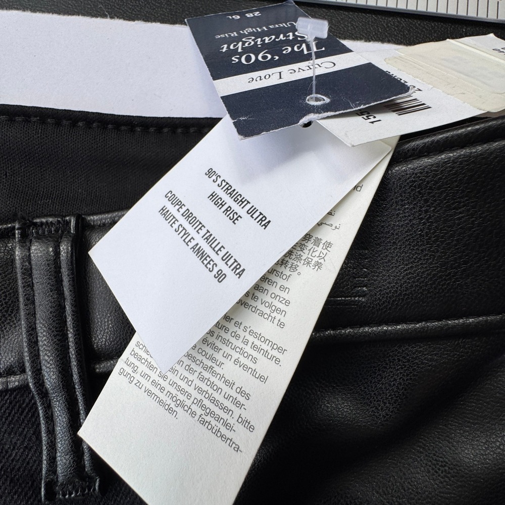 Abercrombie & Fitch Black 90s Straight Ultra High Rise Jeans Womens 6 Long NWT - Picture 7 of 16